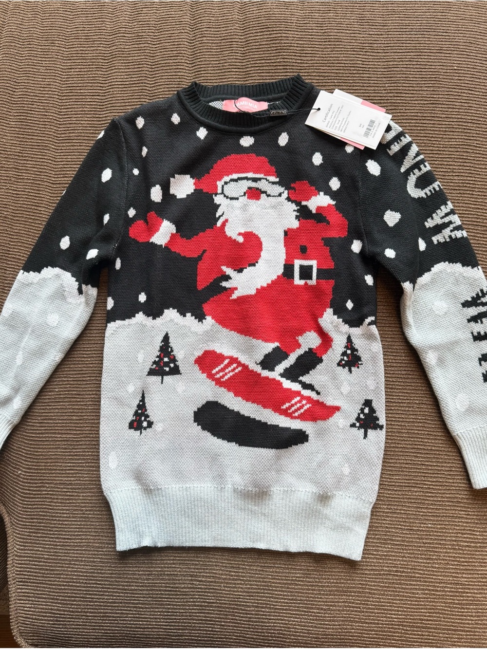 Girls Santa Snowboard Sweater